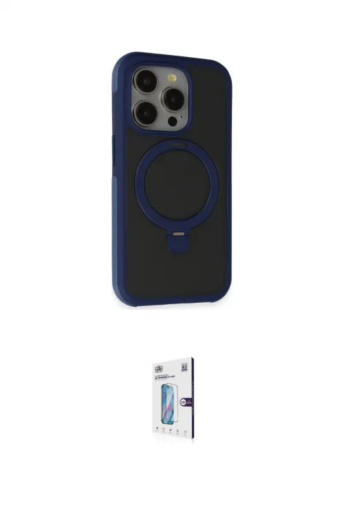 ieg™ iPhone 15 Pro Kılıf Ahenk Yansıma Özel Seri - Siyah Bilvis 0.18mm Plus Cam Ekran Koruyucu
