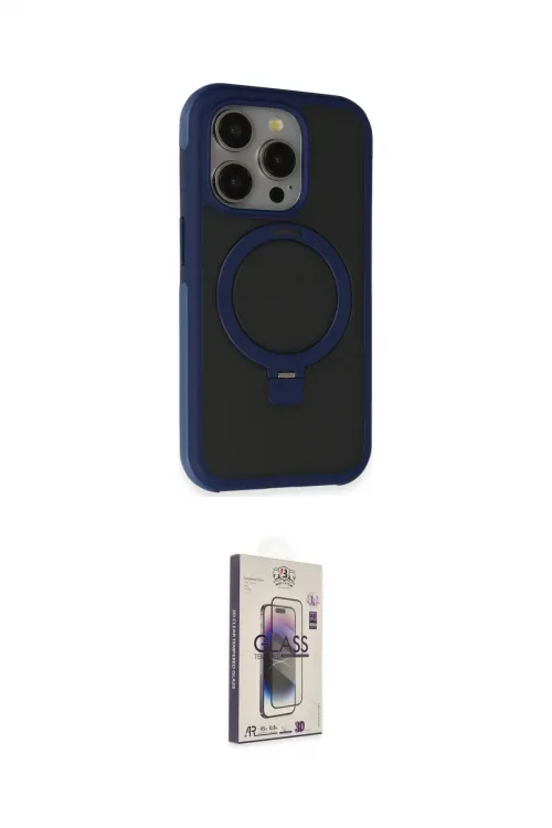ieg™ iPhone 15 Pro Kılıf Ahenk Yansıma Özel Seri - Siyah Bilvis 3D Cam Ekran Koruyucu