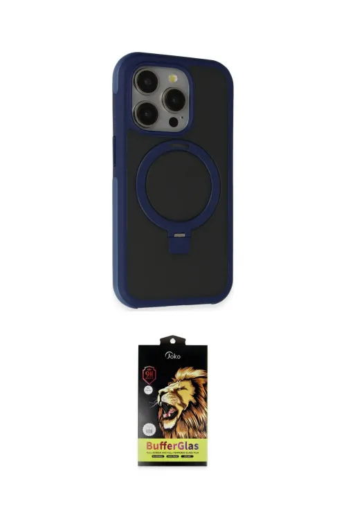ieg™ iPhone 15 Pro Kılıf Ahenk Yansıma Özel Seri - Siyah Buffer Cam Ekran Koruyucu