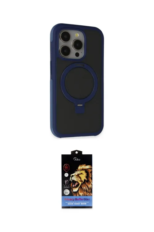 ieg™ iPhone 15 Pro Kılıf Ahenk Yansıma Özel Seri - Siyah Buffer Hayalet Cam Ekran Koruyucu