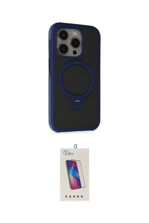 ieg™ iPhone 15 Pro Kılıf Ahenk Yansıma Özel Seri - Siyah Joko 5D Cam