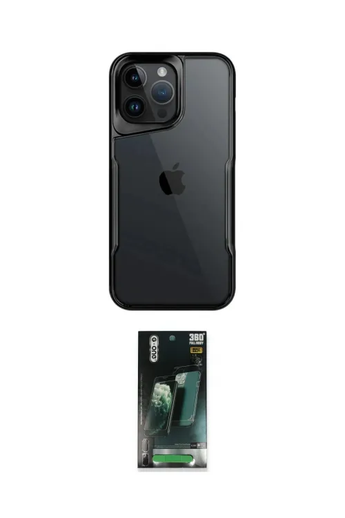 ieg™ iPhone 15 Pro Kılıf Akış Çizgi Koleksiyonu - Şeffaf 360 Full Body Arka Koruyucu