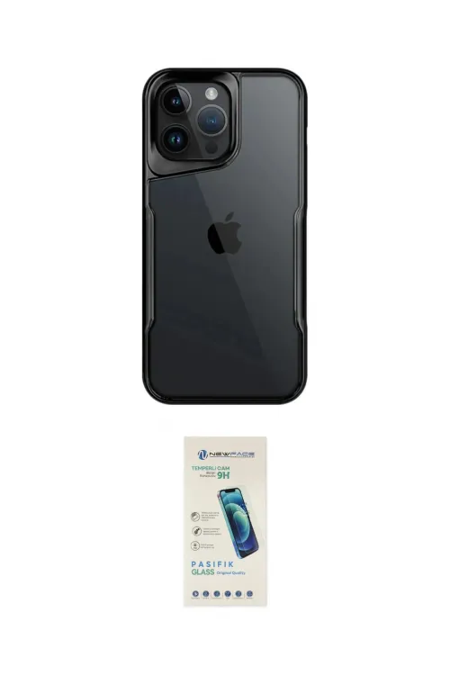 ieg™ iPhone 15 Pro Kılıf Akış Çizgi Koleksiyonu - Şeffaf Pasifik Cam Ekran Koruyucu
