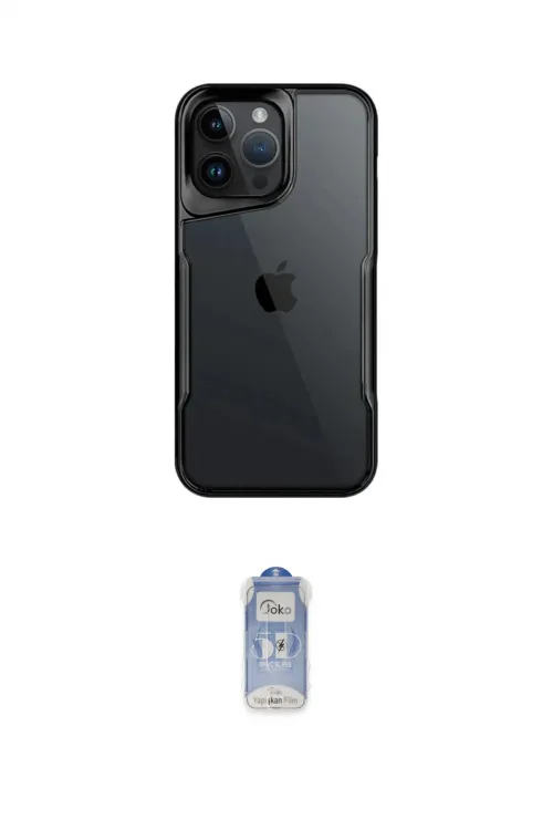 ieg™ iPhone 15 Pro Kılıf Akış Çizgi Koleksiyonu - Siyah Joko Magic 5D Cam