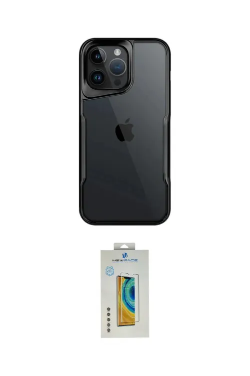 ieg™ iPhone 15 Pro Kılıf Akış Çizgi Koleksiyonu - Siyah Polymer Nano Ekran Koruyucu