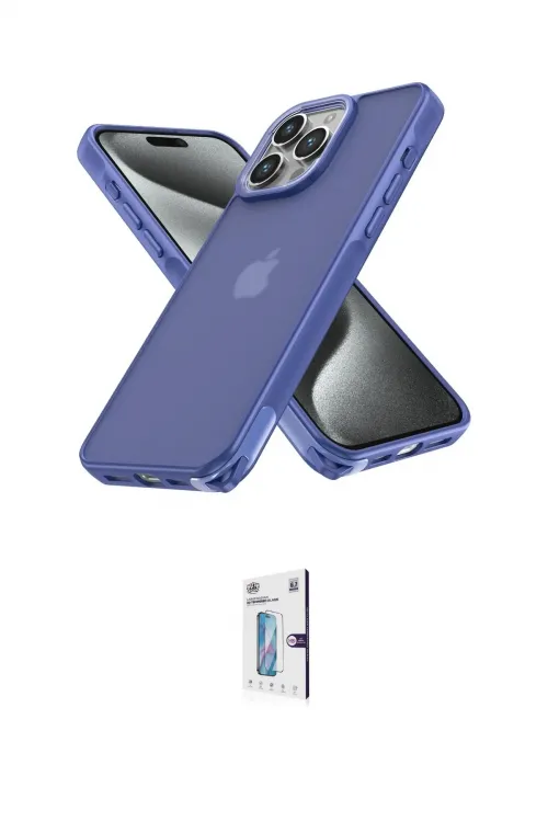ieg™ iPhone 15 Pro Kılıf Atlas Form - Siyah Bilvis 0.18mm Plus Cam Ekran Koruyucu