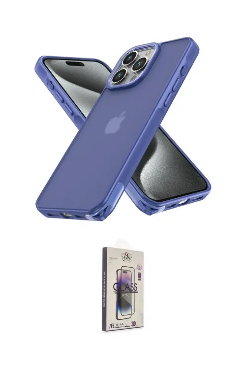 ieg™ iPhone 15 Pro Kılıf Atlas Form - Siyah Bilvis 3D Cam Ekran Koruyucu