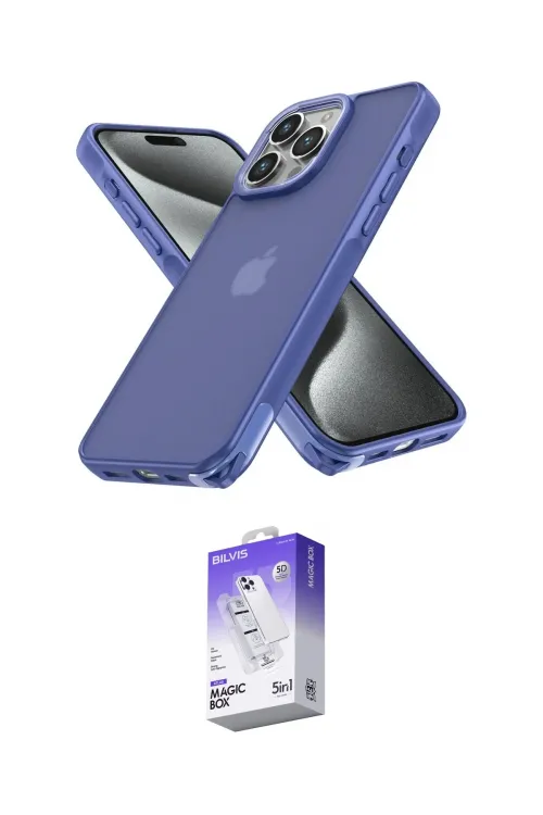 ieg™ iPhone 15 Pro Kılıf Atlas Form - Siyah Bilvis 5in1 3D Magic Cam Ekran Koruyucu