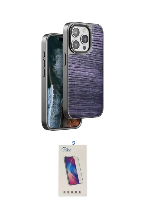ieg™ iPhone 15 Pro Kılıf Atlas Minimal Özel Seri - Siyah Joko 5D Cam