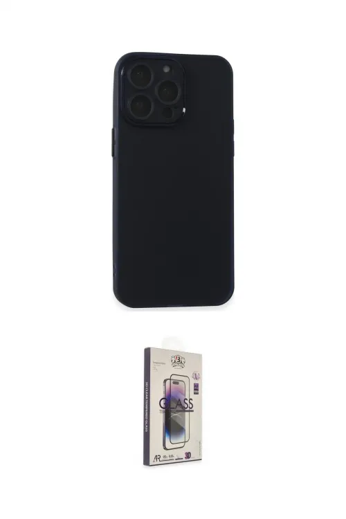 ieg™ iPhone 15 Pro Kılıf Atlas Minimal Prime - Siyah Bilvis 3D Cam Ekran Koruyucu