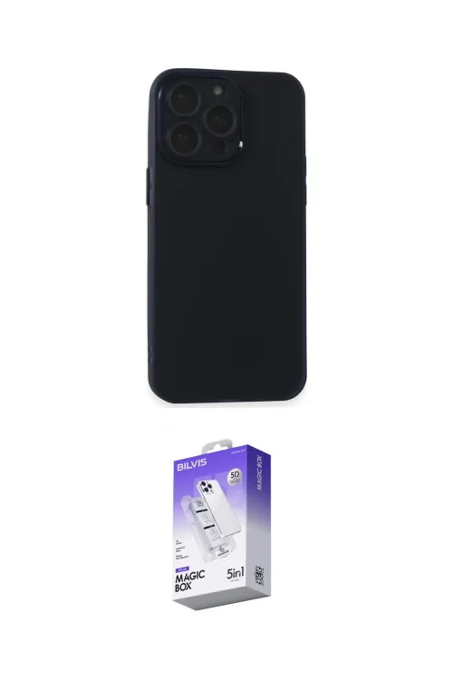 ieg™ iPhone 15 Pro Kılıf Atlas Minimal Prime - Siyah Bilvis 5in1 3D Magic Cam Ekran Koruyucu