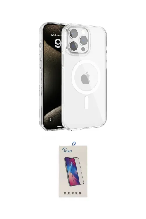 ieg™ iPhone 15 Pro Kılıf Doruk Doku Özel Seri - Siyah Joko 5D Cam