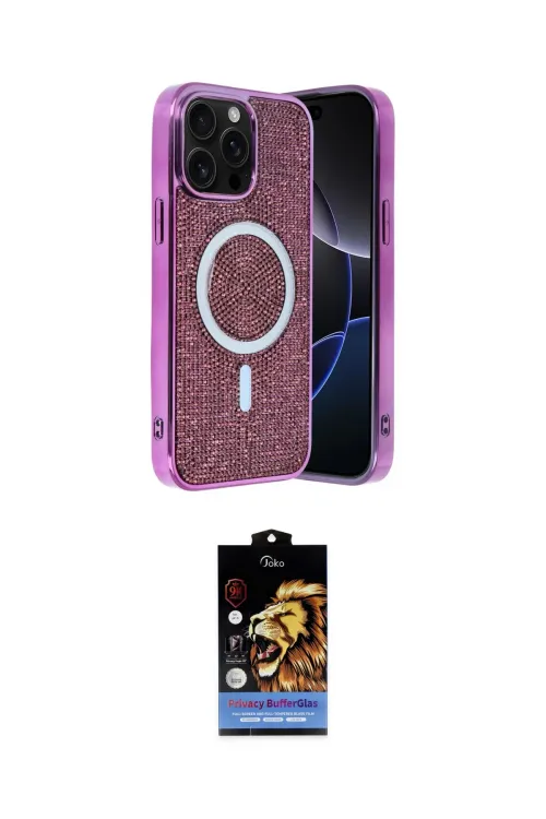 ieg™ iPhone 15 Pro Kılıf Eksen Çizgi - Siyah Buffer Hayalet Cam Ekran Koruyucu