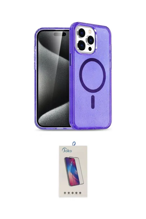 ieg™ iPhone 15 Pro Kılıf Eksen Doku Koleksiyonu - Siyah Joko 5D Cam