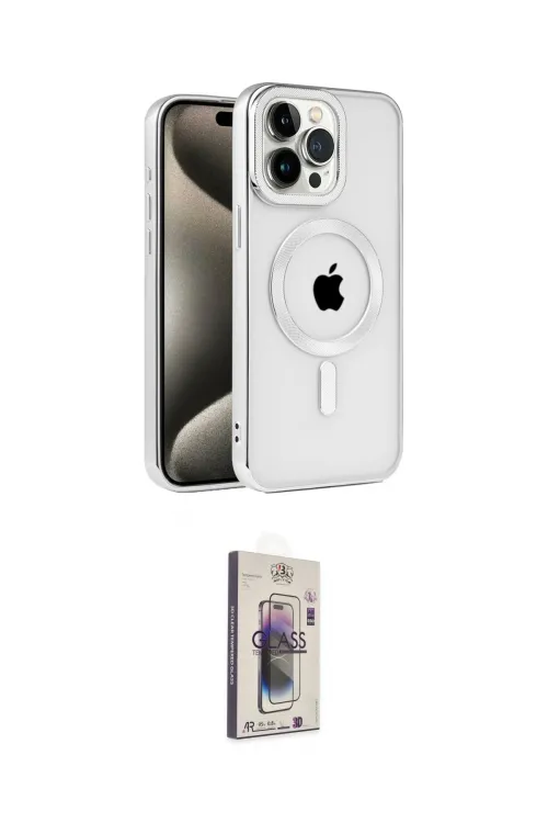 ieg™ iPhone 15 Pro Kılıf Eksen Form Koleksiyonu - Siyah Bilvis 3D Cam Ekran Koruyucu