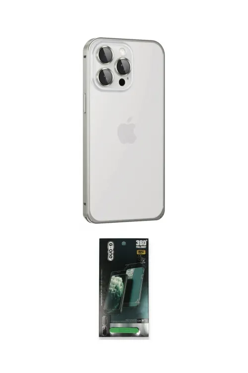 ieg™ iPhone 15 Pro Kılıf Eksen Form Serisi - Siyah 360 Mat Full Body Arka Koruyucu