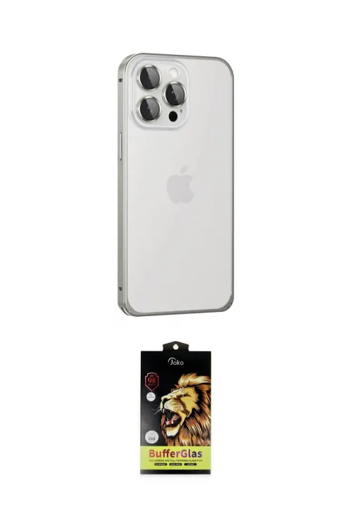 ieg™ iPhone 15 Pro Kılıf Eksen Form Serisi - Siyah Buffer Cam Ekran Koruyucu