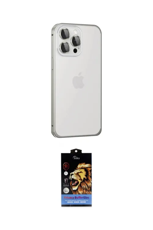 ieg™ iPhone 15 Pro Kılıf Eksen Form Serisi - Siyah Buffer Hayalet Cam Ekran Koruyucu