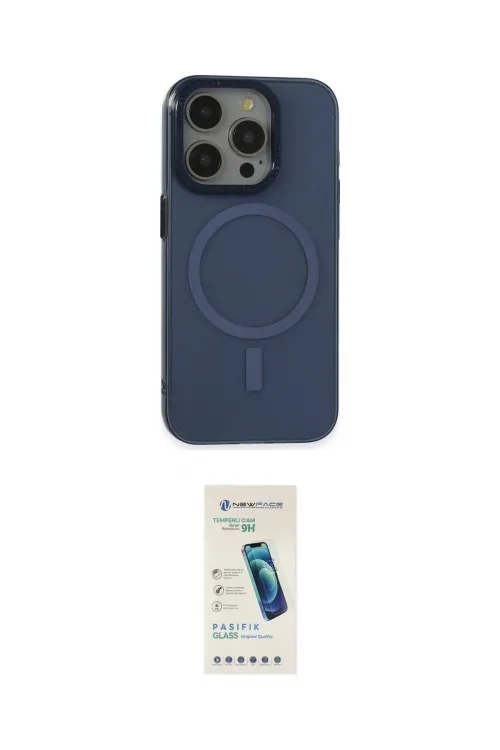 ieg™ iPhone 15 Pro Kılıf Eksen Işık Prime - Şeffaf Pasifik Cam Ekran Koruyucu