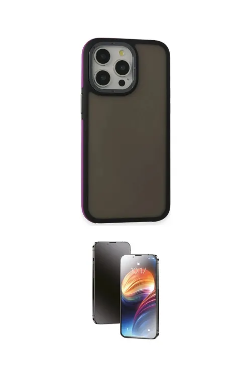 ieg™ iPhone 15 Pro Kılıf Eksen Işık - Siyah 3D Antistatik Mat Seramik Nano Ekran Koruyucu