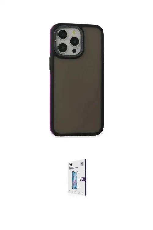 ieg™ iPhone 15 Pro Kılıf Eksen Işık - Siyah Bilvis 0.18mm Plus Cam Ekran Koruyucu