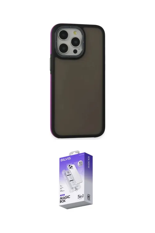 ieg™ iPhone 15 Pro Kılıf Eksen Işık - Siyah Bilvis 5in1 3D Magic Cam Ekran Koruyucu