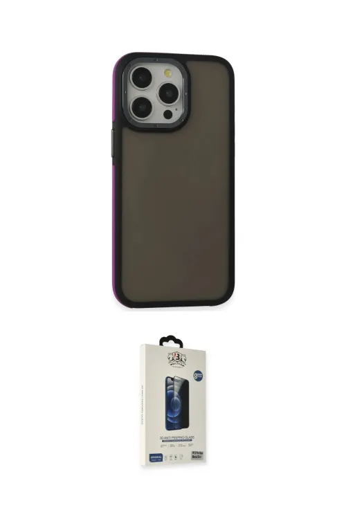 ieg™ iPhone 15 Pro Kılıf Eksen Işık - Siyah Bilvis Hayalet Cam Ekran Koruyucu