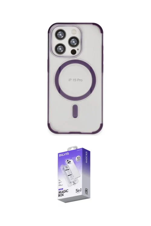 ieg™ iPhone 15 Pro Kılıf Eksen Klasik Koleksiyonu - Siyah Bilvis 5in1 3D Magic Cam Ekran Koruyucu