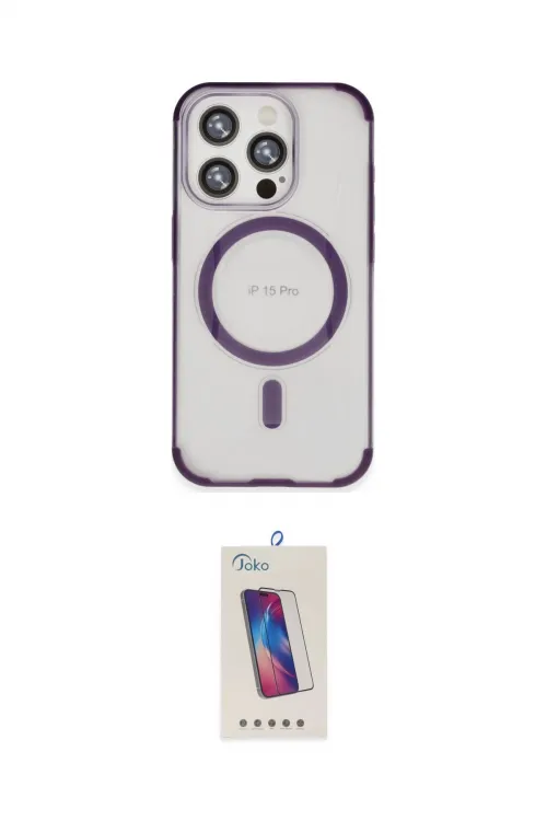 ieg™ iPhone 15 Pro Kılıf Eksen Klasik Koleksiyonu - Siyah Joko 5D Cam