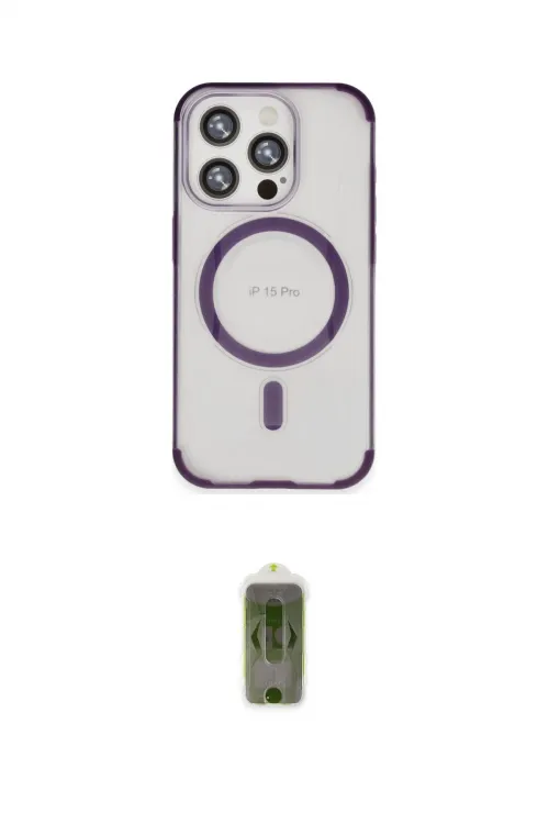 ieg™ iPhone 15 Pro Kılıf Eksen Klasik Koleksiyonu - Siyah Joko Magic 5D Hayalet Cam