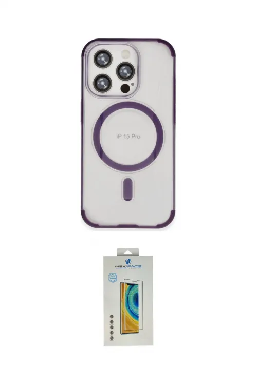 ieg™ iPhone 15 Pro Kılıf Eksen Klasik Koleksiyonu - Siyah Polymer Nano Ekran Koruyucu