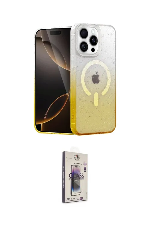 ieg™ iPhone 15 Pro Kılıf Eksen Minimal Özel Seri - Siyah Bilvis 3D Cam Ekran Koruyucu