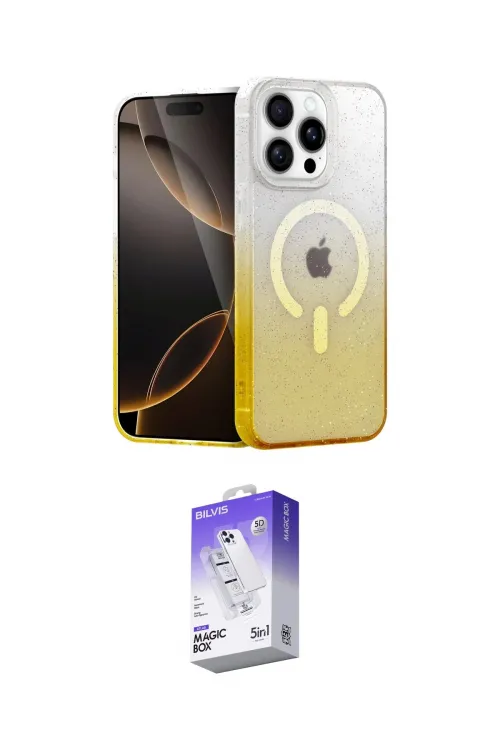 ieg™ iPhone 15 Pro Kılıf Eksen Minimal Özel Seri - Siyah Bilvis 5in1 3D Magic Cam Ekran Koruyucu