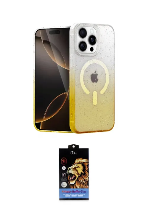 ieg™ iPhone 15 Pro Kılıf Eksen Minimal Özel Seri - Siyah Buffer Hayalet Cam Ekran Koruyucu