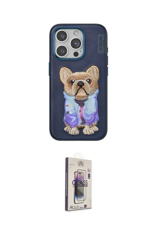 ieg™ iPhone 15 Pro Kılıf İz Minimal Koleksiyonu - Siyah Bilvis 3D Cam Ekran Koruyucu