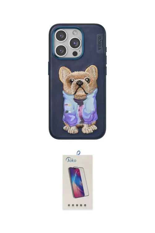 ieg™ iPhone 15 Pro Kılıf İz Minimal Koleksiyonu - Siyah Joko 5D Cam
