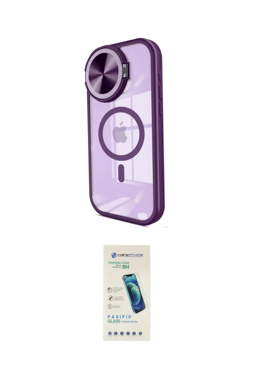 ieg™ iPhone 15 Pro Kılıf Kıvılcım Modern Koleksiyonu - Şeffaf Pasifik Cam Ekran Koruyucu