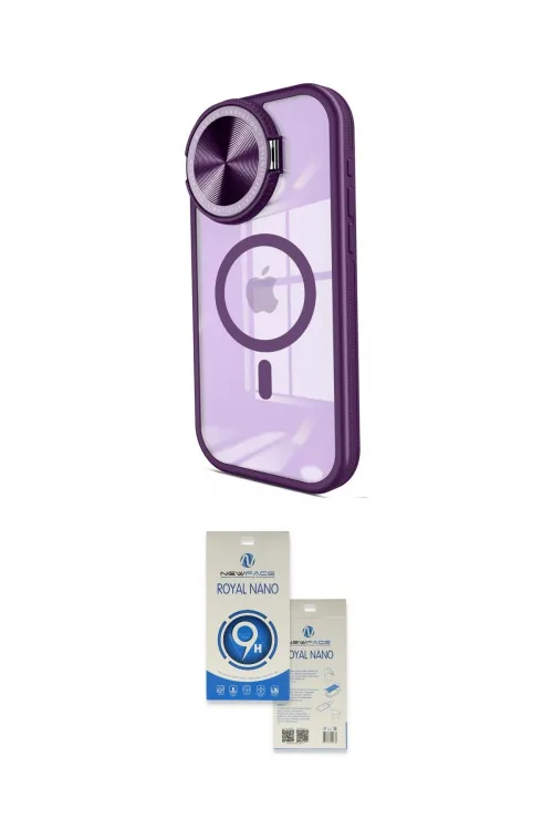 ieg™ iPhone 15 Pro Kılıf Kıvılcım Modern Koleksiyonu - Şeffaf Royal Nano Ekran Koruyucu