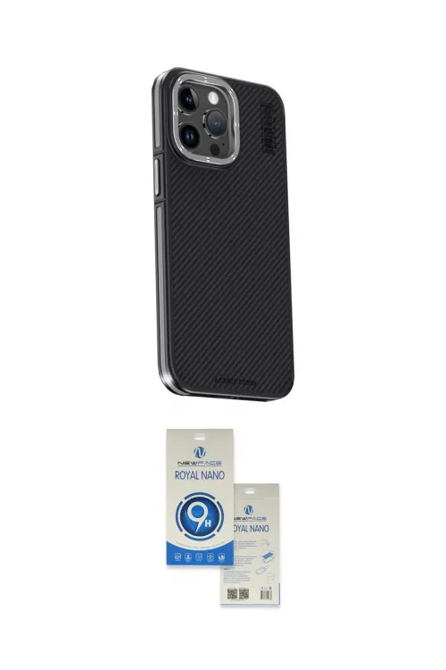 ieg™ iPhone 15 Pro Kılıf Kıvılcım Modern Özel Seri - Şeffaf Royal Nano Ekran Koruyucu