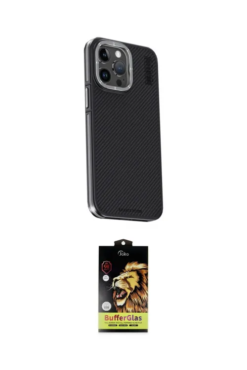 ieg™ iPhone 15 Pro Kılıf Kıvılcım Modern Özel Seri - Siyah Buffer Cam Ekran Koruyucu