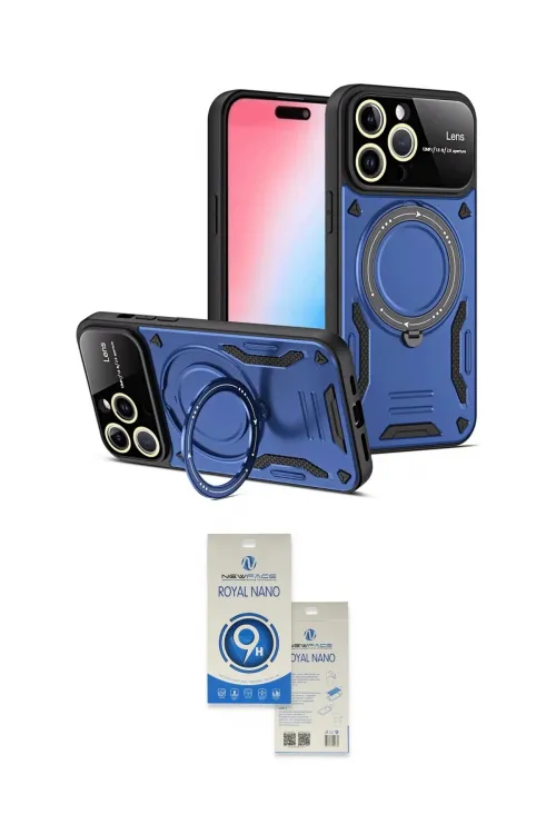 ieg™ iPhone 15 Pro Kılıf Kıvılcım Modern Serisi - Şeffaf Royal Nano Ekran Koruyucu