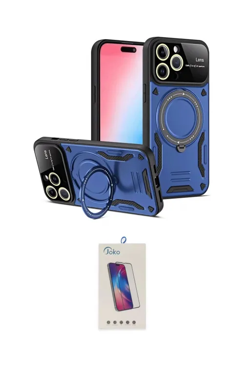 ieg™ iPhone 15 Pro Kılıf Kıvılcım Modern Serisi - Siyah Joko 5D Cam