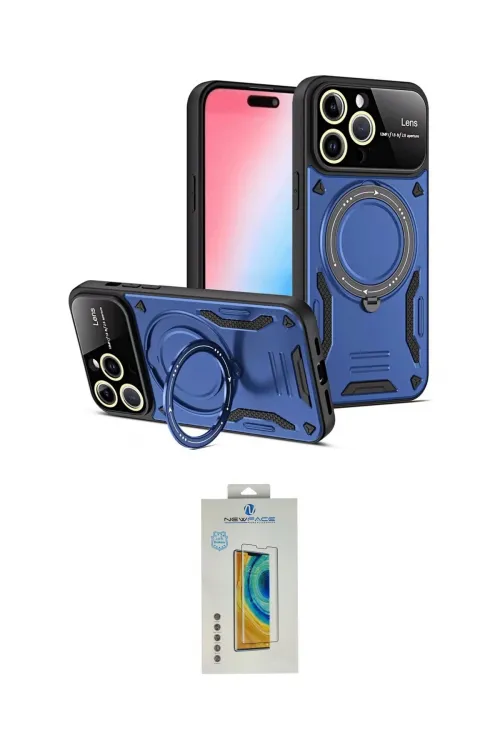 ieg™ iPhone 15 Pro Kılıf Kıvılcım Modern Serisi - Siyah Polymer Nano Ekran Koruyucu