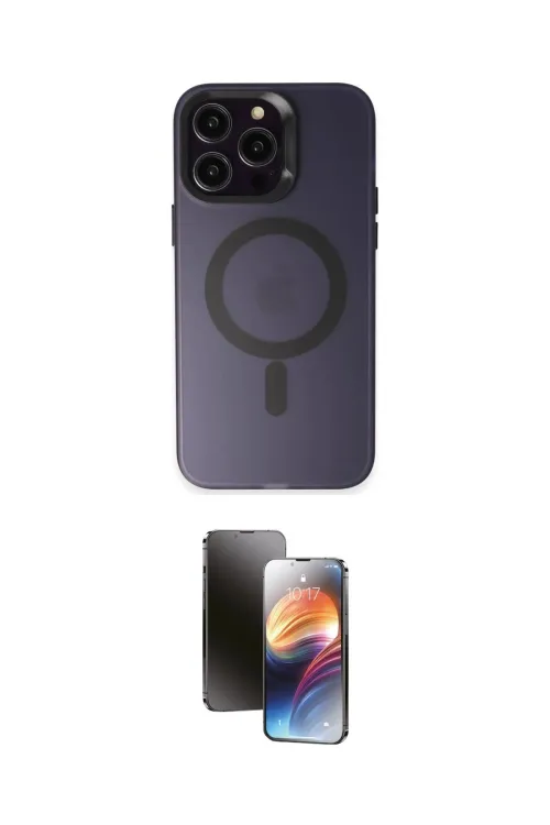 ieg™ iPhone 15 Pro Kılıf Kozmos Çizgi Prime - Siyah 3D Antistatik Mat Seramik Nano Ekran Koruyucu