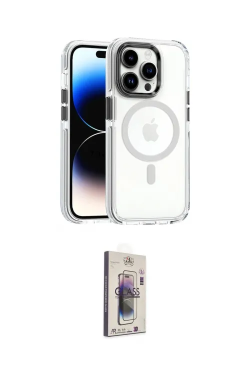 ieg™ iPhone 15 Pro Kılıf Kozmos Doku Koleksiyonu - Siyah Bilvis 3D Cam Ekran Koruyucu