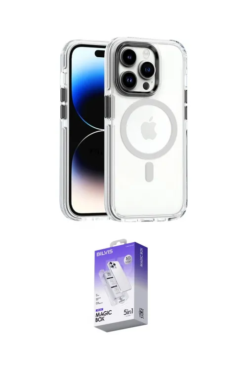 ieg™ iPhone 15 Pro Kılıf Kozmos Doku Koleksiyonu - Siyah Bilvis 5in1 3D Magic Cam Ekran Koruyucu