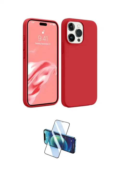 ieg™ iPhone 15 Pro Kılıf Kozmos Yansıma Özel Seri - Siyah 3D Antistatik Cam Ekran Koruyucu