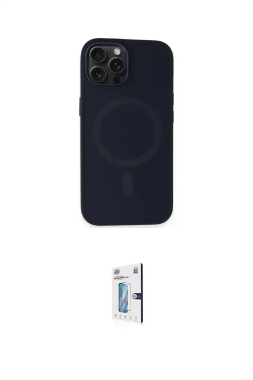ieg™ iPhone 15 Pro Kılıf Kutup Serisi - Siyah Bilvis 0.18mm Plus Cam Ekran Koruyucu