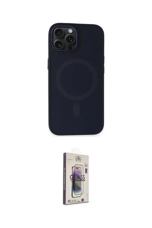 ieg™ iPhone 15 Pro Kılıf Kutup Serisi - Siyah Bilvis 3D Cam Ekran Koruyucu
