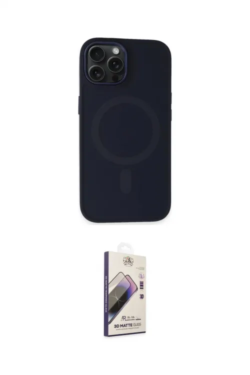 ieg™ iPhone 15 Pro Kılıf Kutup Serisi - Siyah Bilvis 3D Mat Cam Ekran Koruyucu